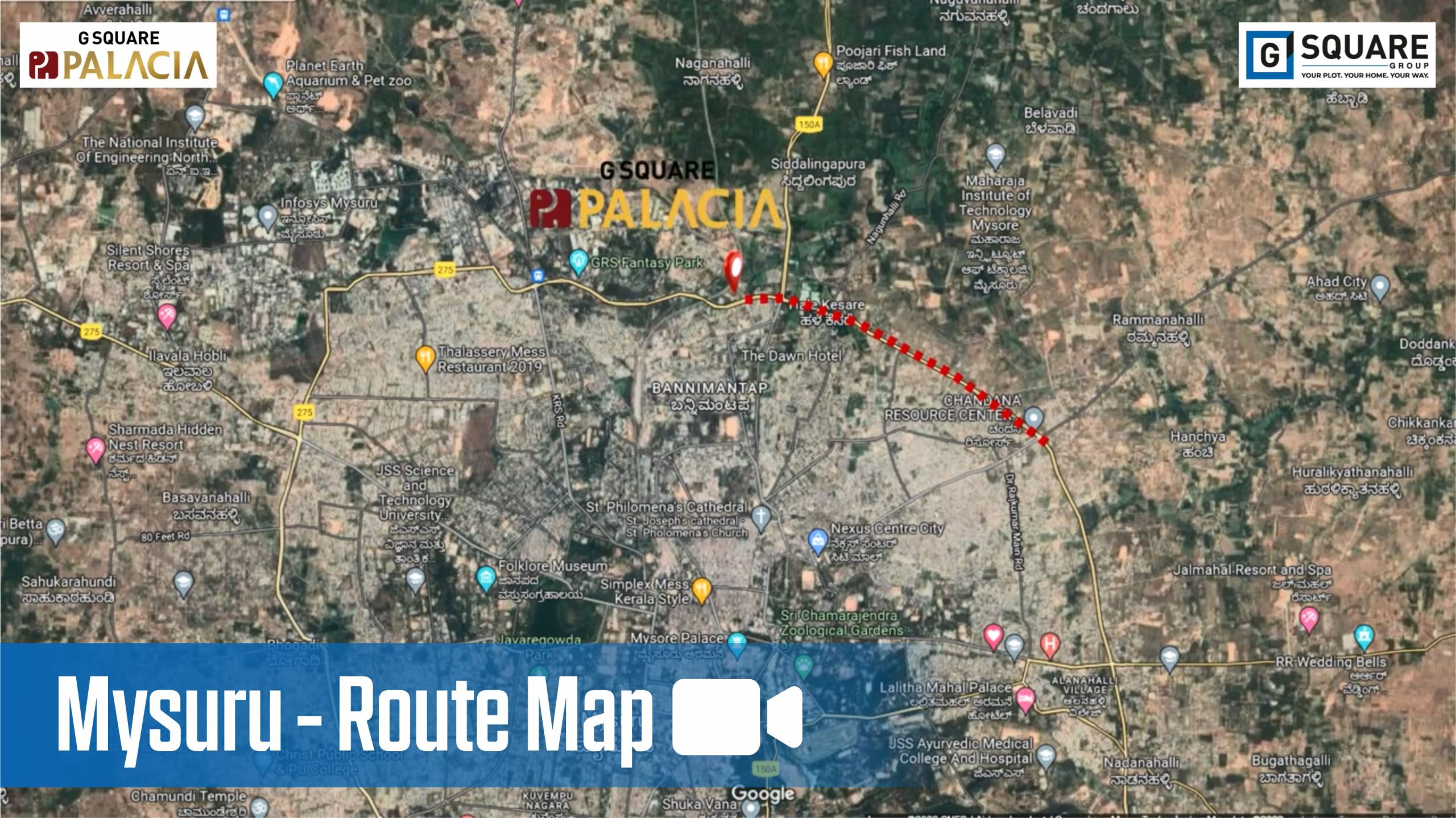 G Square Palacia @ Mysuru - Route Map Video